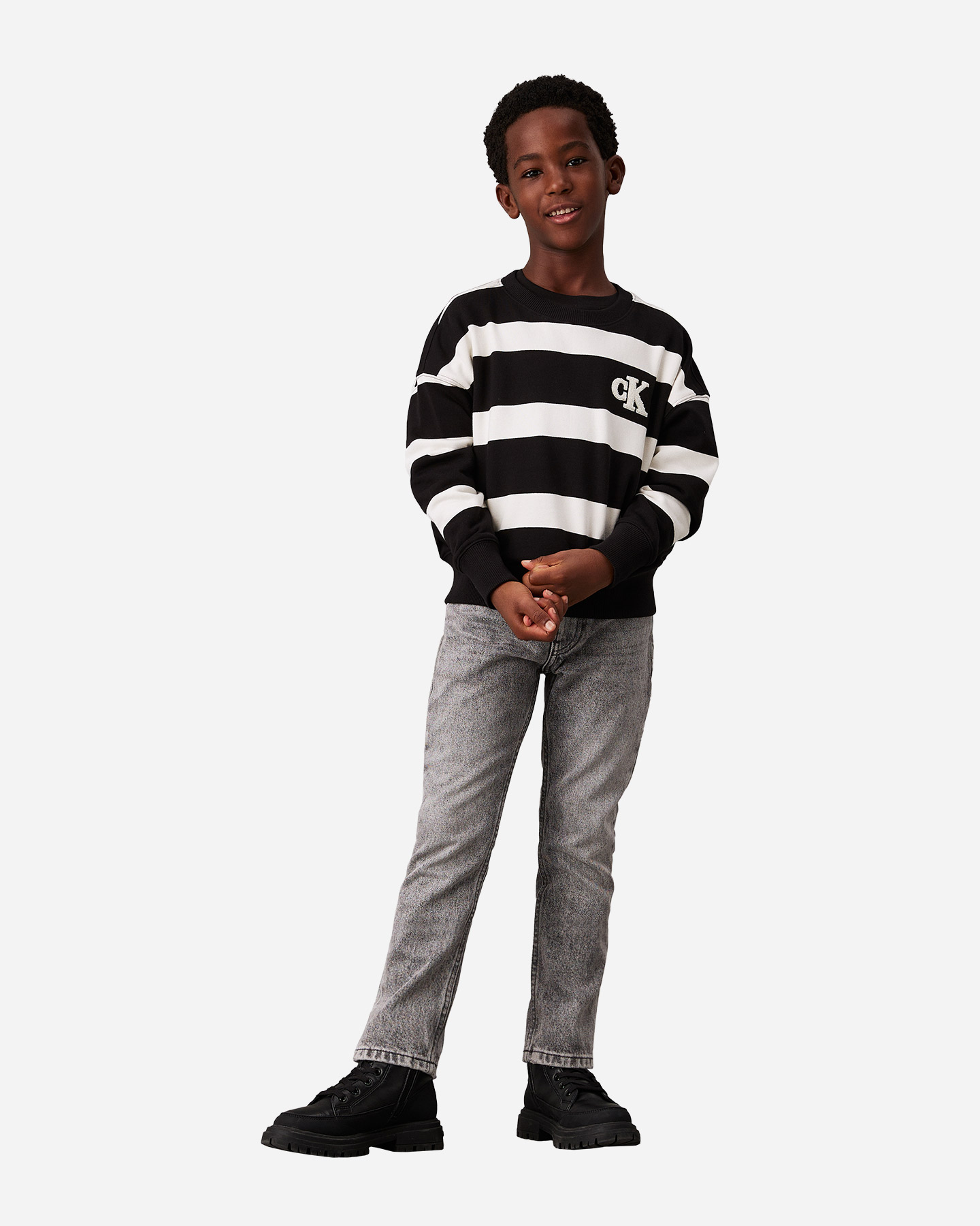 Felpa CALVIN KLEIN JEANS STRIPED JR - Bianco - 2 | Cisalfa Sport