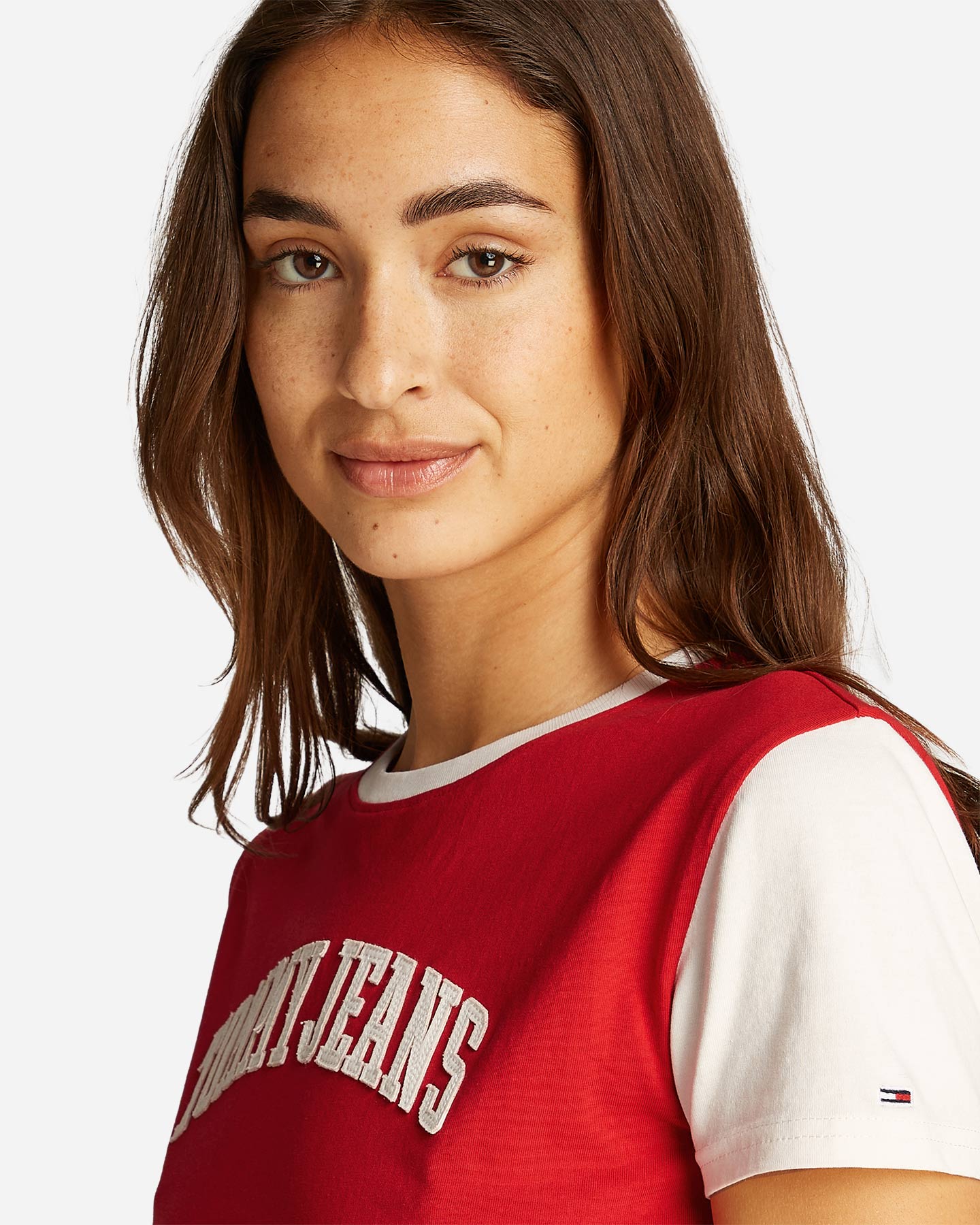 T-shirt TOMMY HILFIGER CROP RAGLAN VARSITY W - Rosso - 4 | Cisalfa Sport