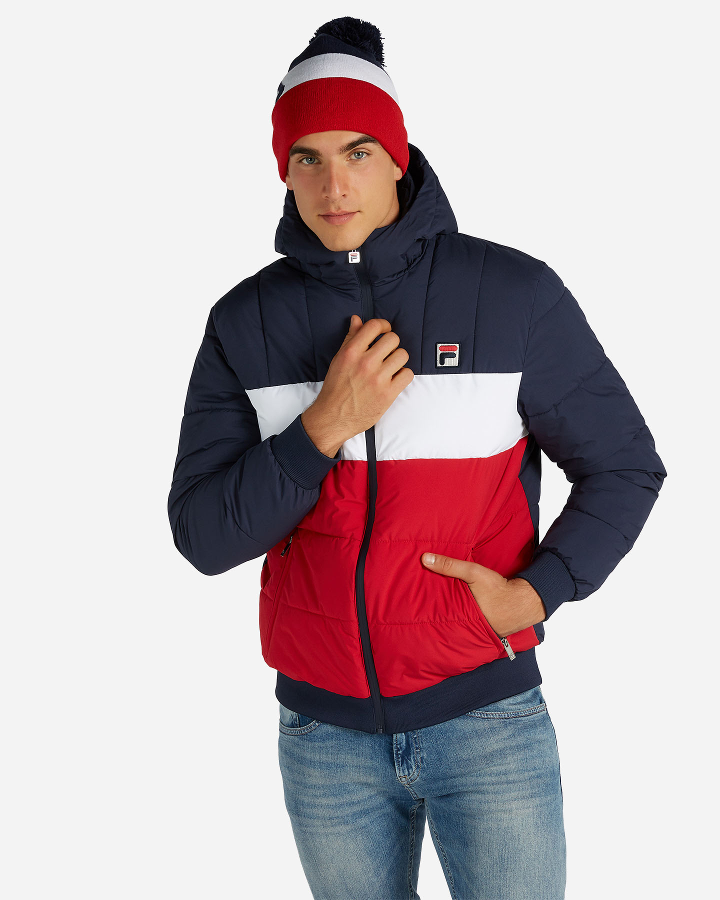 Giacca Giaccone Fila Giubbotti Fila In Cotone Blu Taglia 52 IT