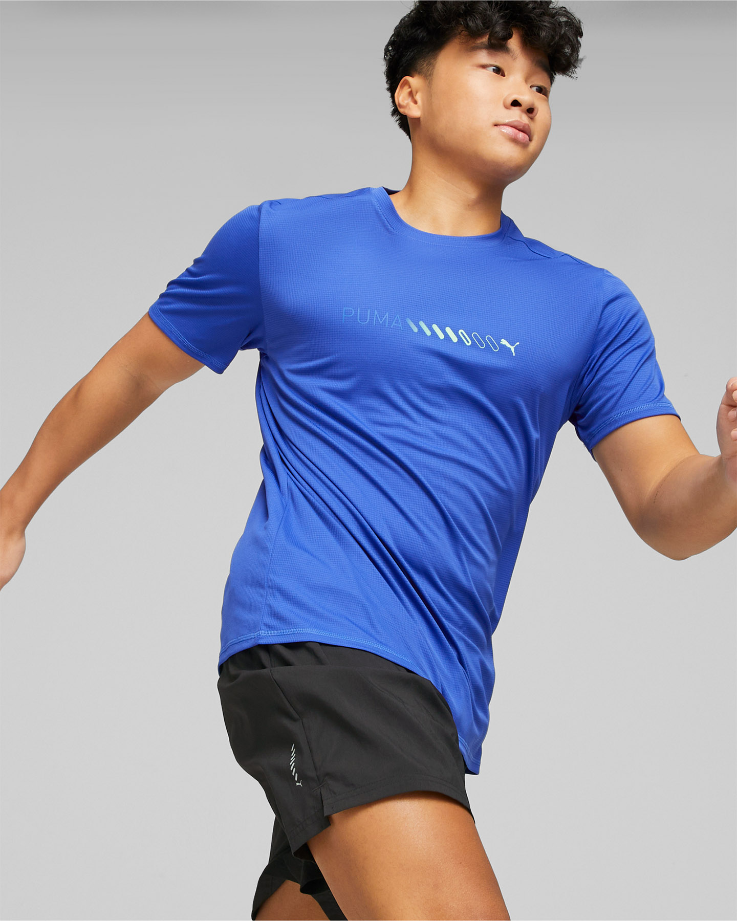 T-shirt running PUMA FAVORITE LOGO M - Blu - 2 | Cisalfa Sport