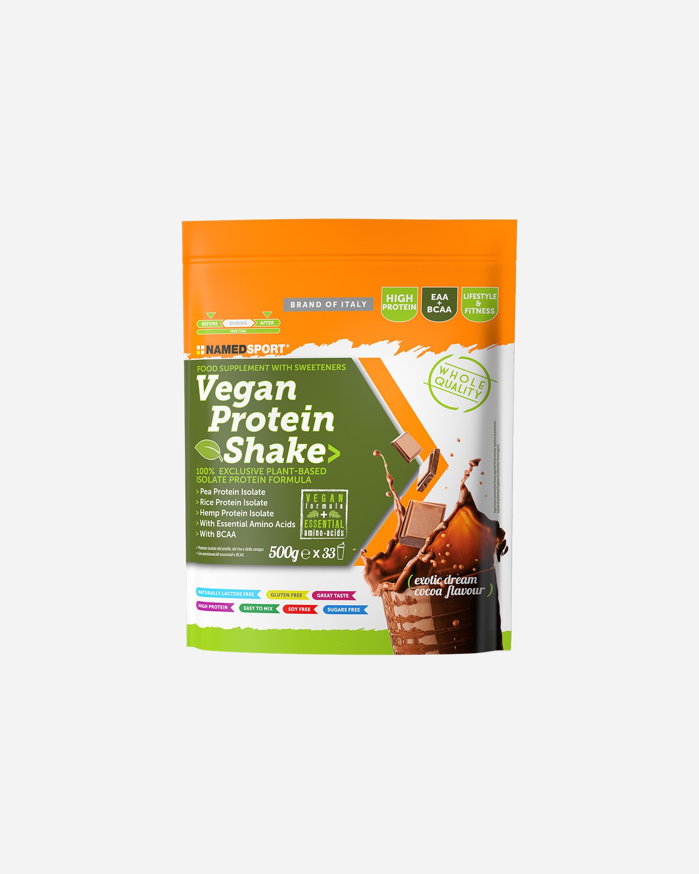 Proteine vegane NAMED SPORT VEGAN PROTEIN SHAKE EXOTIC DREAM COCOA 500G  - Color mix - 0 | Cisalfa Sport