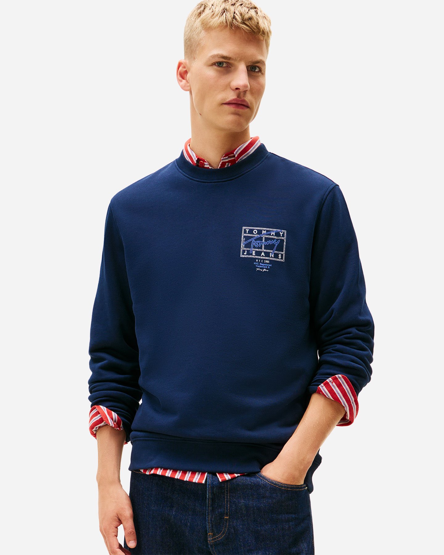Felpa TOMMY HILFIGER BACK LOGO SIGNATURE M - Blu - 1 | Cisalfa Sport