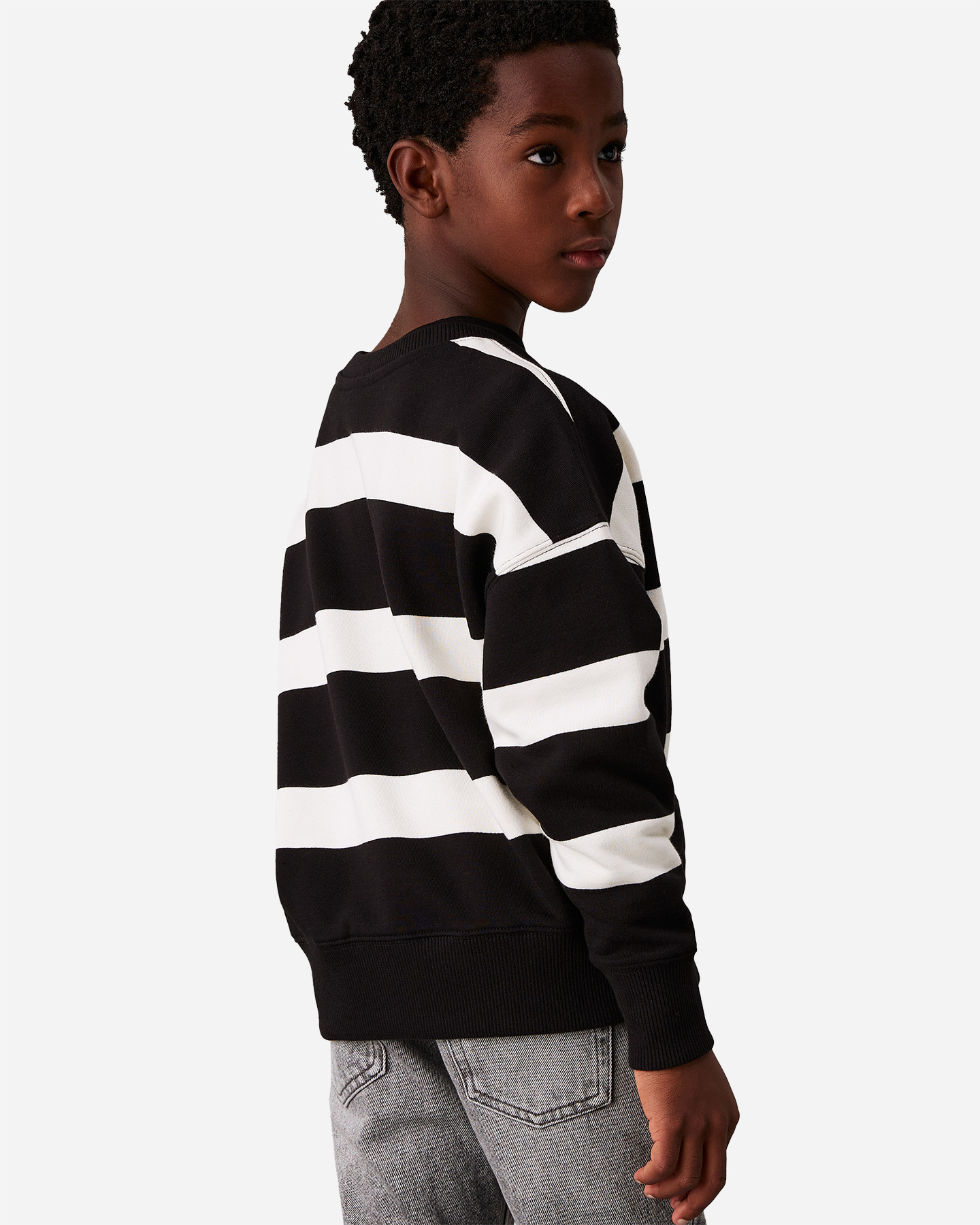 Felpa CALVIN KLEIN JEANS STRIPED JR - Bianco - 1 | Cisalfa Sport