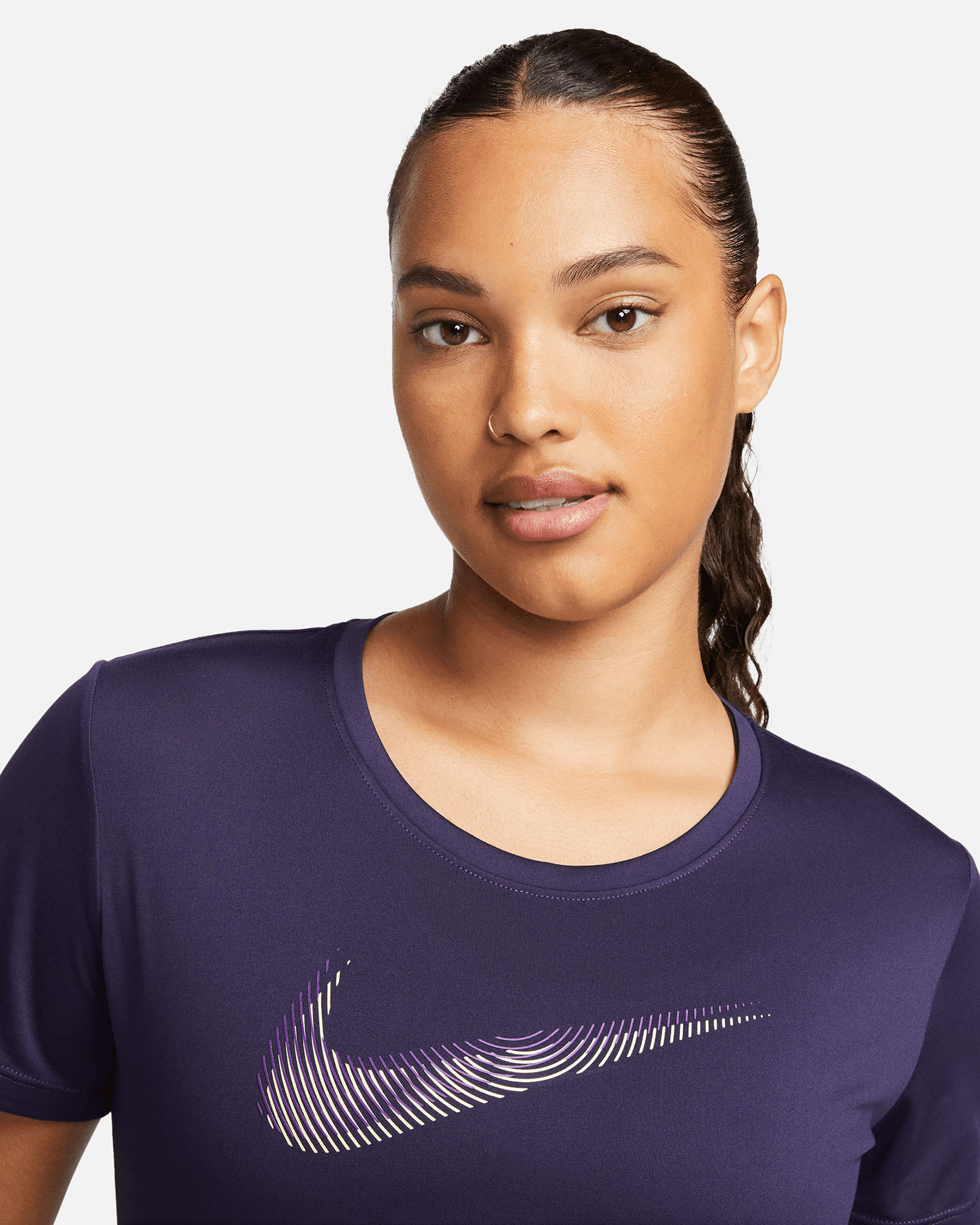 T-shirt running NIKE DRI FIT SWOOSH W - Blu - 2 | Cisalfa Sport