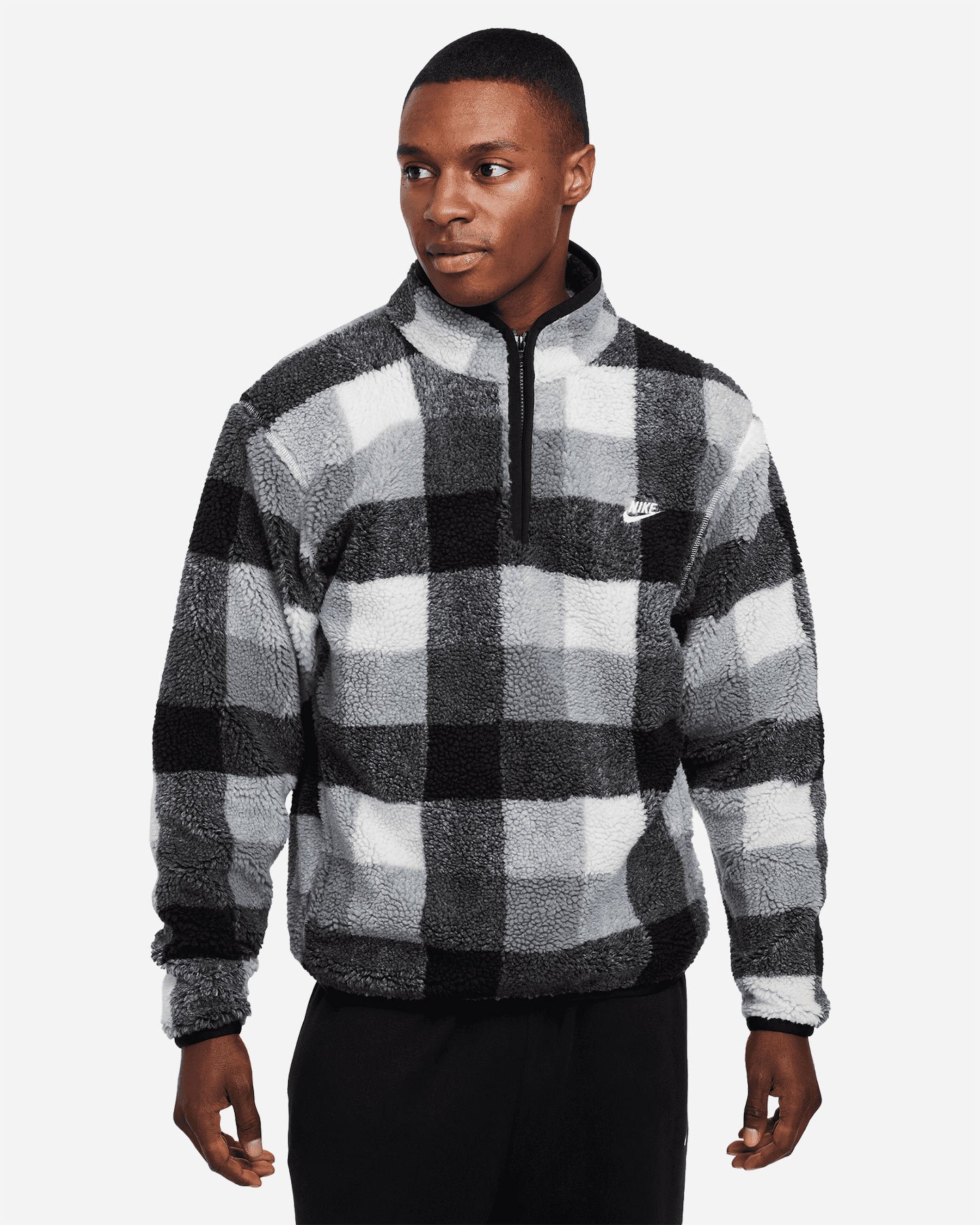 Felpa NIKE PILE WINTERIZED CHECK M - Nero - 0 | Cisalfa Sport