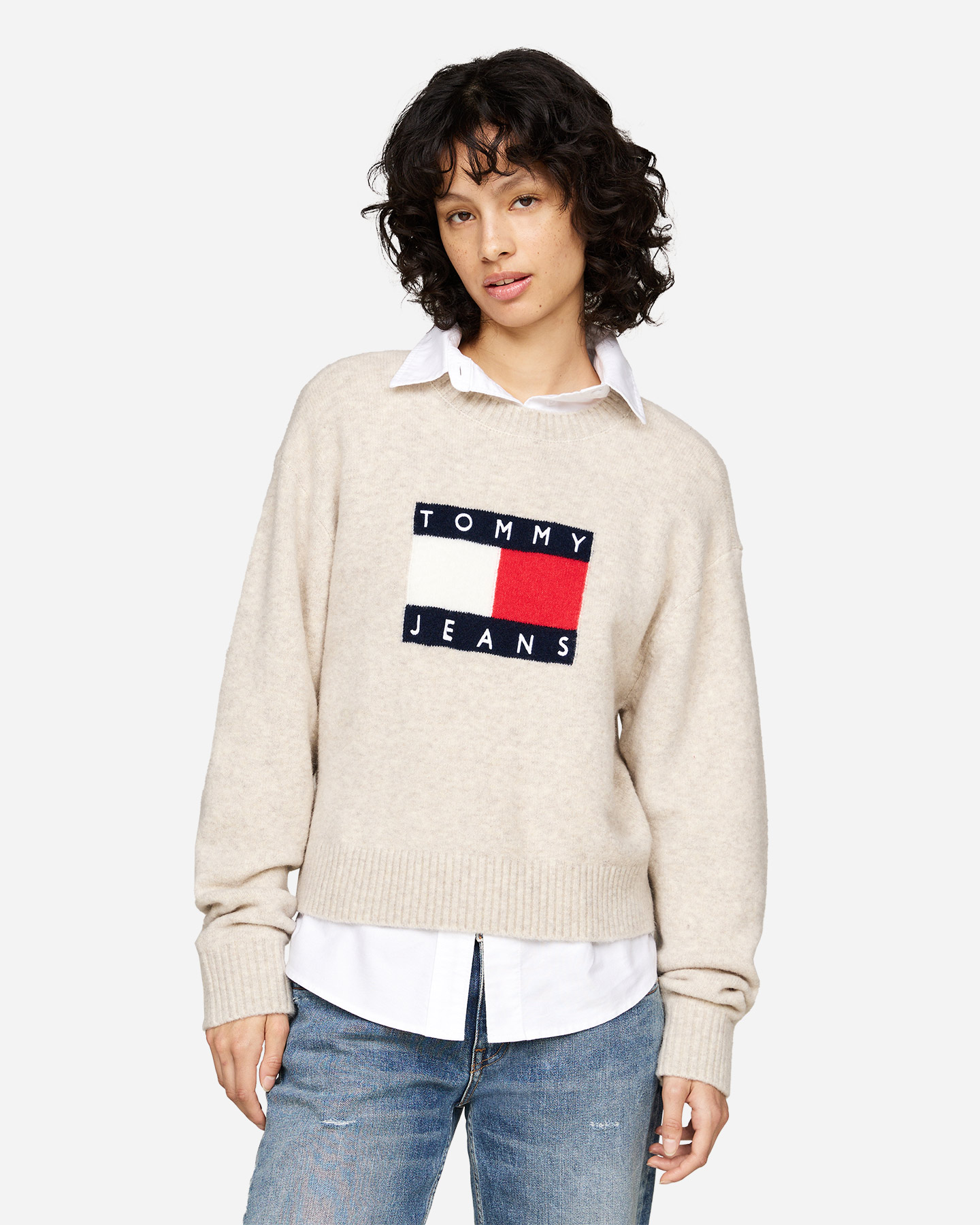Maglione TOMMY HILFIGER FLAG W - Beige - 1 | Cisalfa Sport