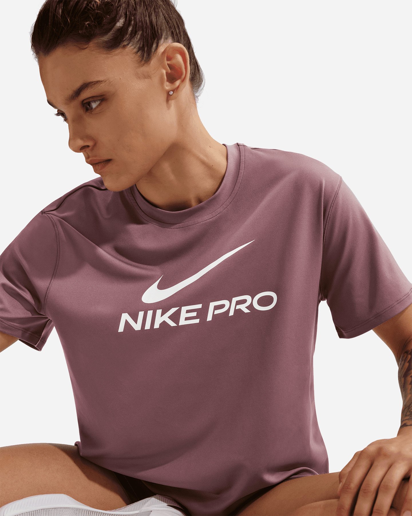 T-shirt training NIKE DRI FIT PRO W - Marrone - 5 | Cisalfa Sport