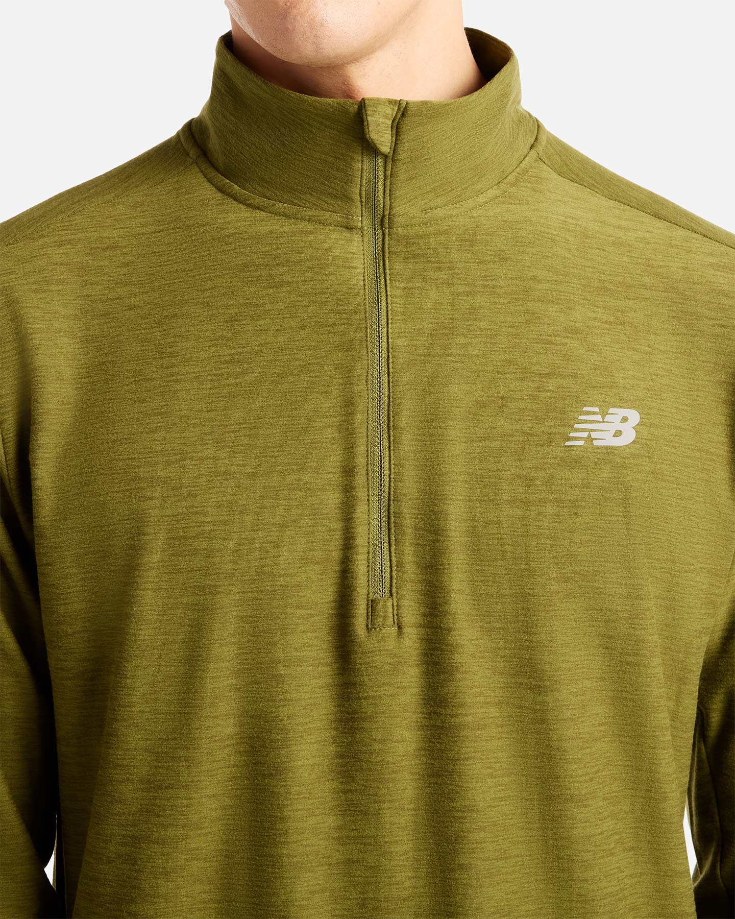Maglia running NEW BALANCE SPACE DYE 1-4 ZIP LS M - Verde - 3 | Cisalfa Sport