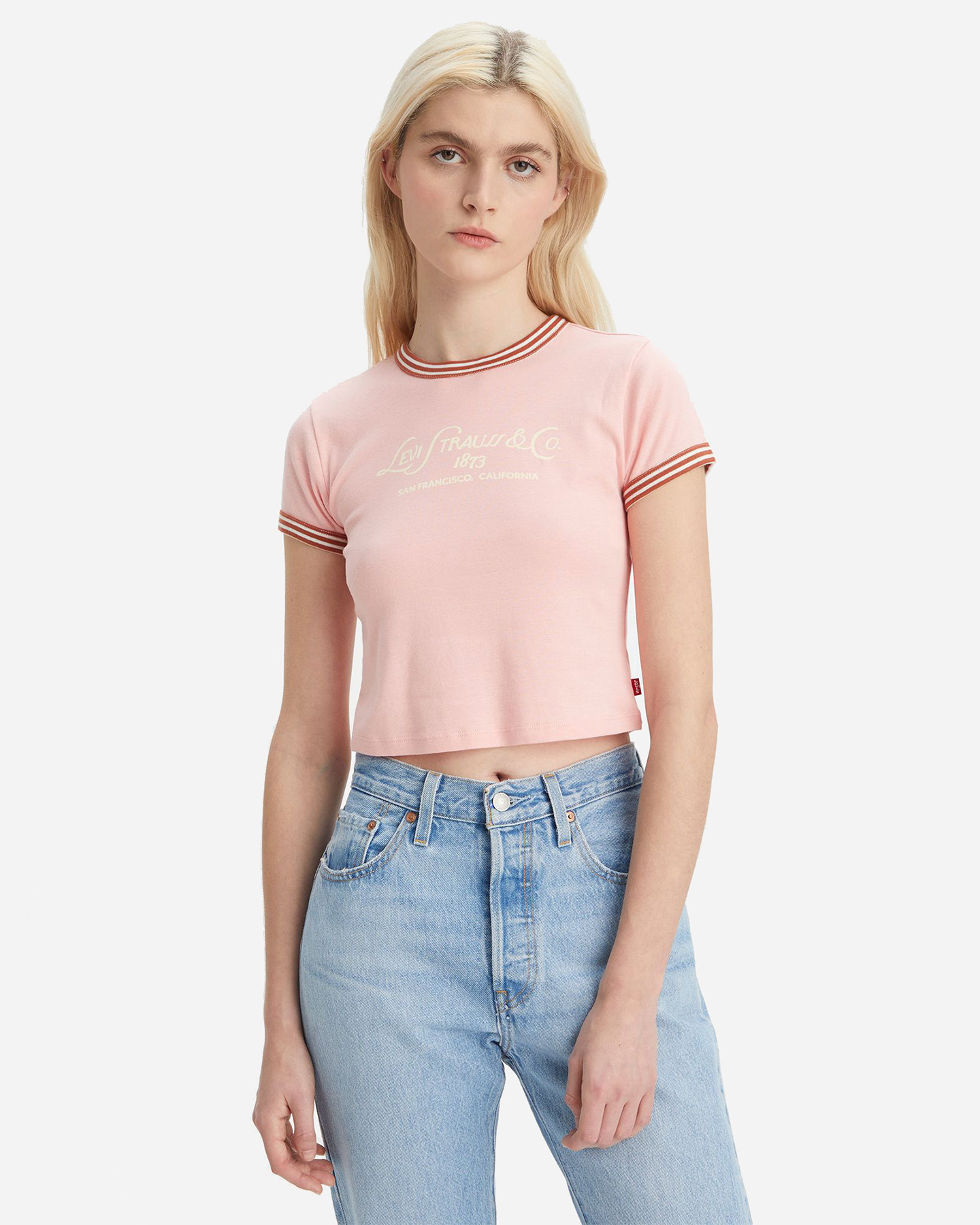 T-shirt LEVI'S RUBBER NECK CROP W - Rosa - 0 | Cisalfa Sport