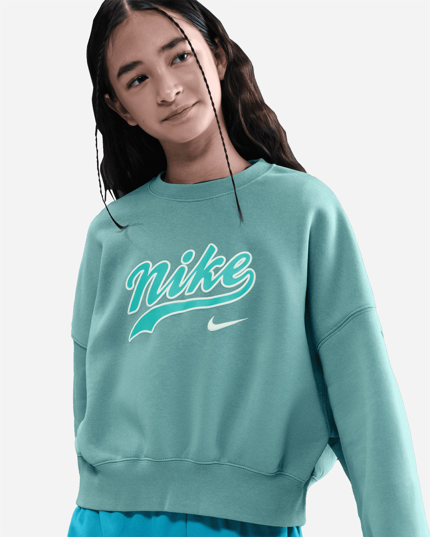 Felpa NIKE BIG LOGO BLEACH JR - Verde - 3 | Cisalfa Sport