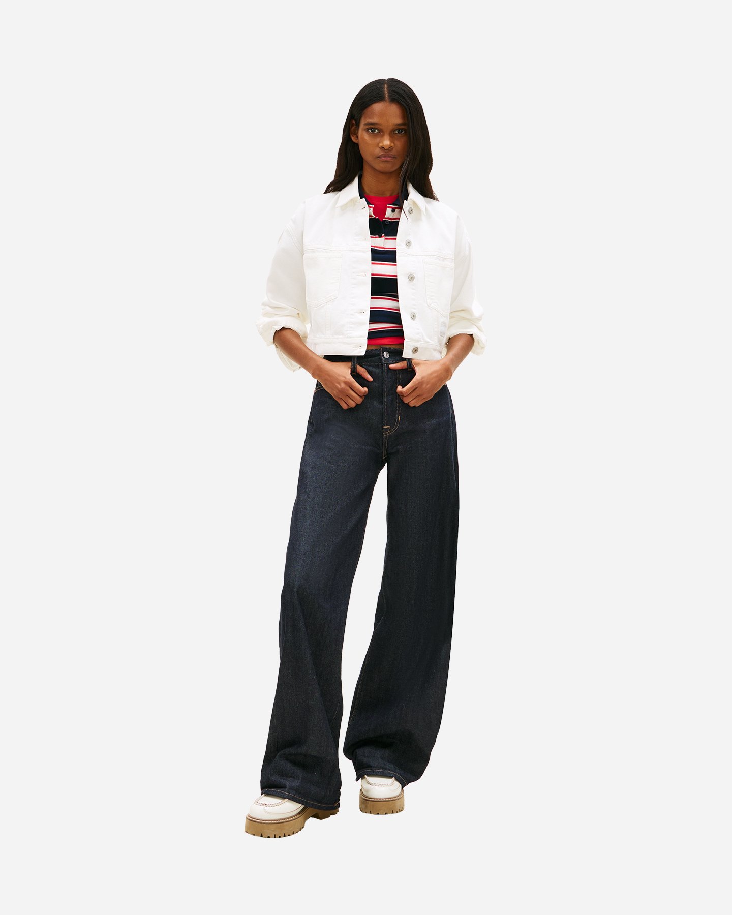 Giubbotto TOMMY HILFIGER CROP BACK FLAG DENIM W - Bianco - 2 | Cisalfa Sport